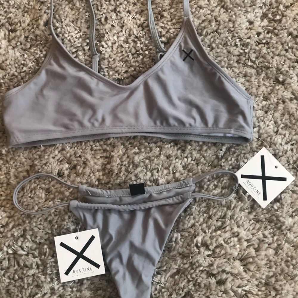 BoutineLA Grey Swim top and bottom- NWT
